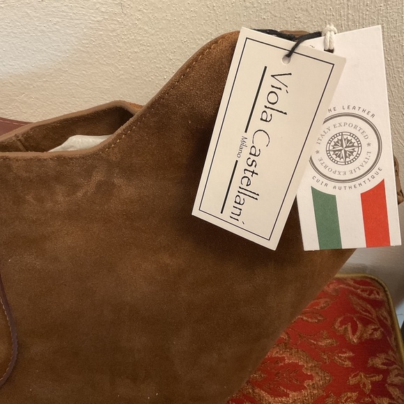 NWT VIOLA CASTELLANI Made In Italy Chocolate Suede Oval Bottom Hobo - Picture 9 of 13